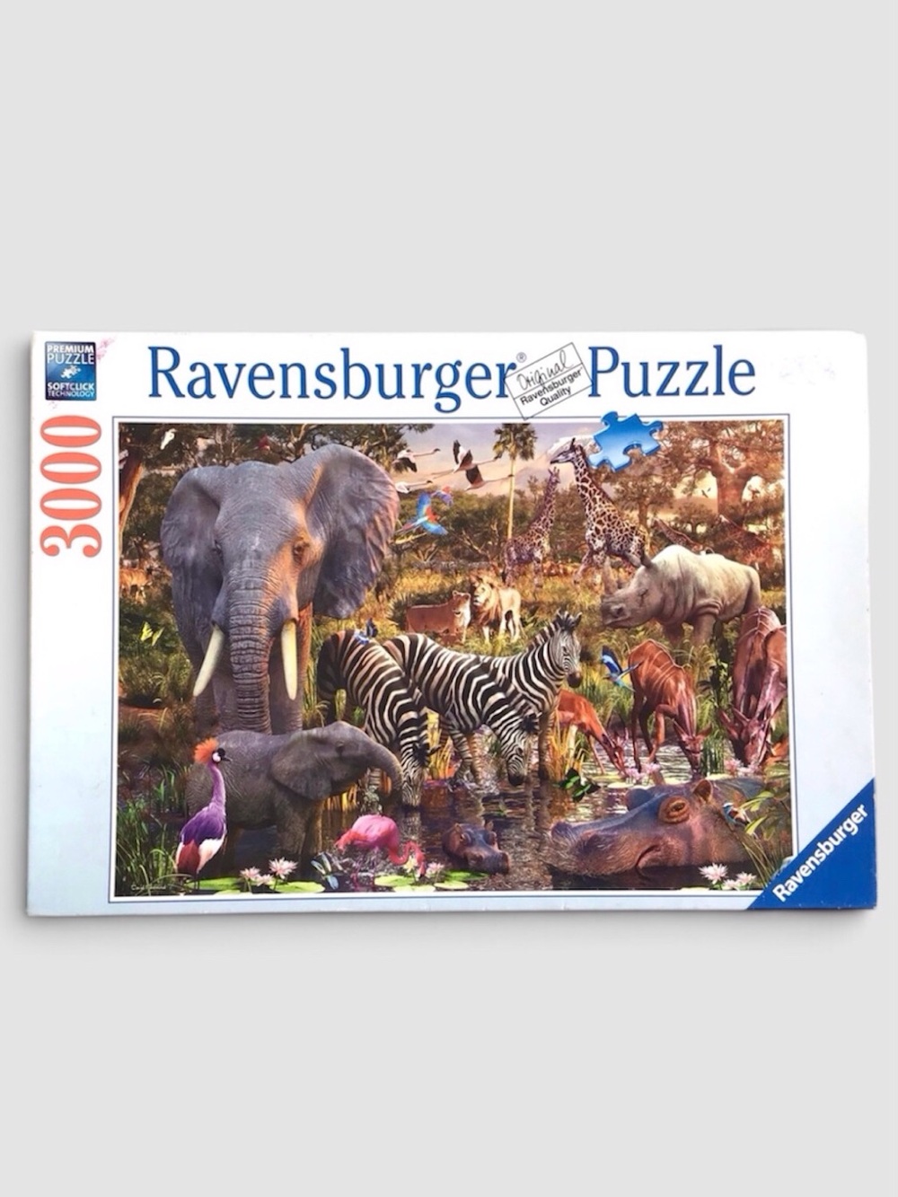 Ravensburger 3000 Piece Puzzle African Animal World Wildlife Safari 2 Pc Missing